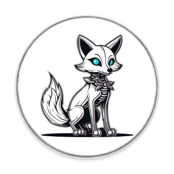 Fuchs Skelett Illustration - Runder Kühlschrankmagnet - Weiß - Vorne