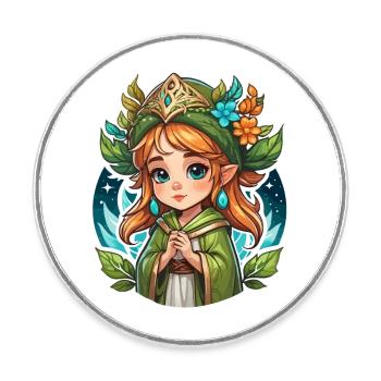 Druide Niedlich Illustration - Runder Kühlschrankmagnet - Weiß - Vorne