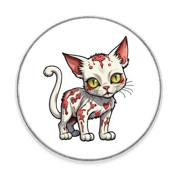 Illustration de chat zombie - Magnet rond - blanc - Devant
