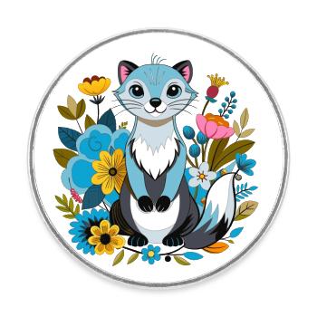 Je suis un petit furet - Magnet rond - blanc - Devant