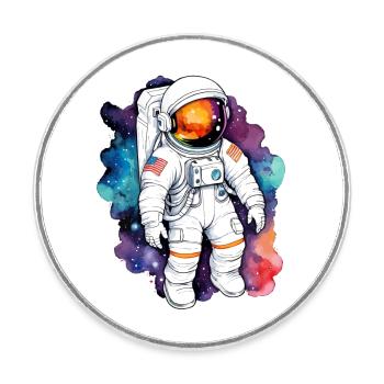 Astronaut Watercolor Watercolor - Round  fridge magnet - white - Front