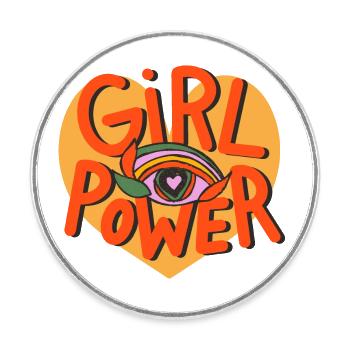 Girl Power Retro Evil Eye - Round  fridge magnet - white - Front