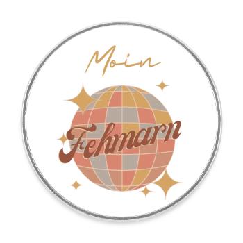 Moin Fehmarn Baltic Sea Island Holiday Retro Vintage - Round  fridge magnet - white - Front