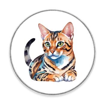 Bengalkatze Wasserfarben - Runder Kühlschrankmagnet - Weiß - Vorne