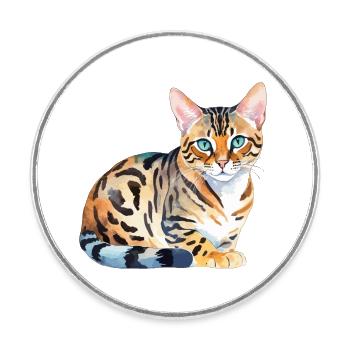 Bengalkatze Wasserfarben - Runder Kühlschrankmagnet - Weiß - Vorne
