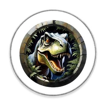 T-Rex - Runder Kühlschrankmagnet - Weiß - Vorne