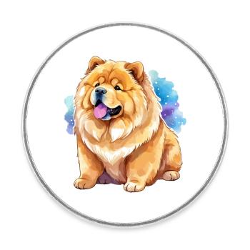 Chow Chow Wasserfarben - Runder Kühlschrankmagnet - Weiß - Vorne