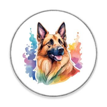 Belgischer Schäferhund Wasserfarben - Runder Kühlschrankmagnet - Weiß - Vorne