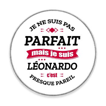 LÉONARDO PARFAIT - PRENOM LÉONARDO - Magnet rond - blanc - Devant