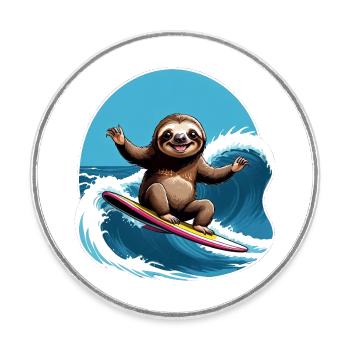 Surf paresseux à Hawaï - Magnet rond - blanc - Devant