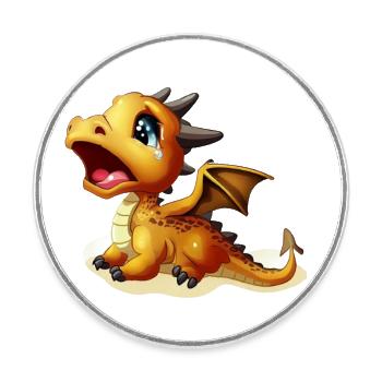 dragon qui pleur - Magnet rond - blanc - Devant