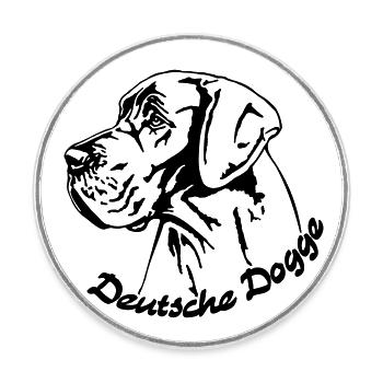 Deutsche Dogge schwarz - Runder Kühlschrankmagnet - Weiß - Vorne