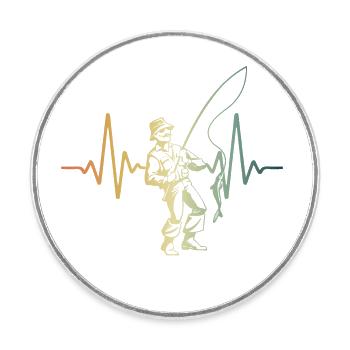 Heartbeat Anglers | Passion for fishing - Round  fridge magnet - white - Front