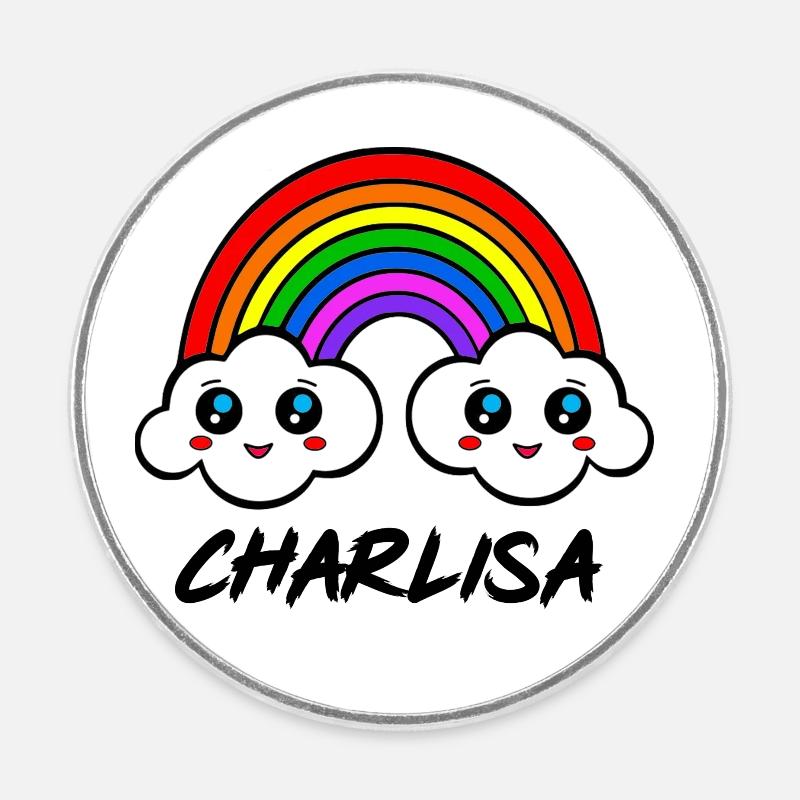 charlisa : arc en ciel - Magnet rond - blanc