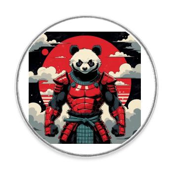Samurai Panda Warrior - Round  fridge magnet - white - Front