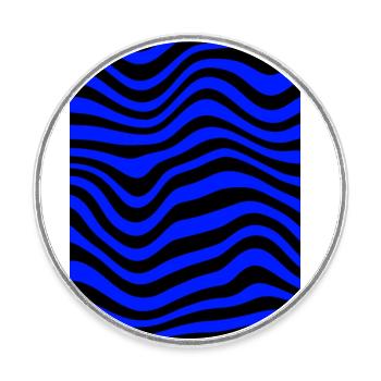 blue wavy line design - Round  fridge magnet - white - Front