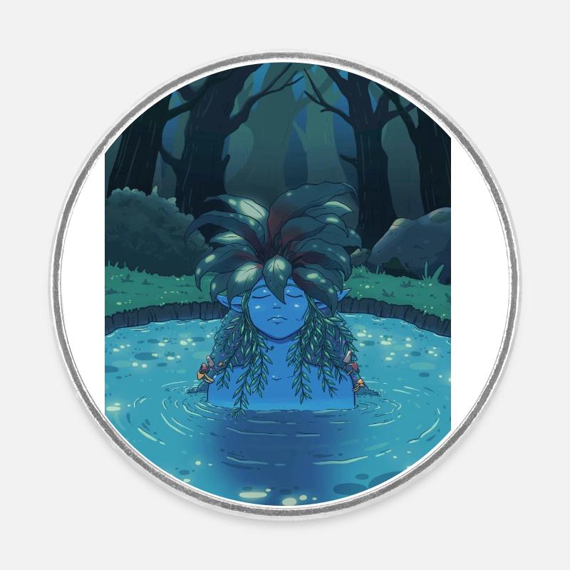 Moonlight Forest - Round  fridge magnet - white