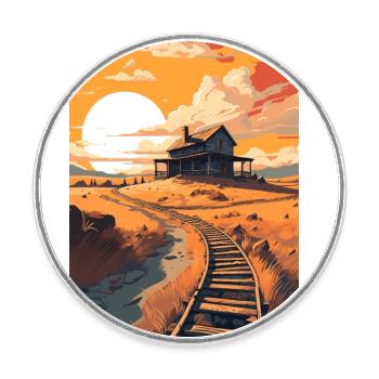 Tracks Sunset Desert - Round  fridge magnet - white - Front