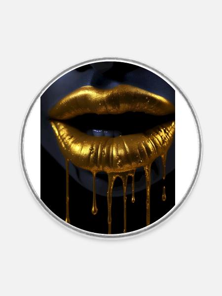 Lippen Reichtum Gold - Runder Kühlschrankmagnet - Weiß
