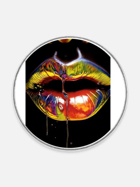 Lippen - Runder Kühlschrankmagnet - Weiß