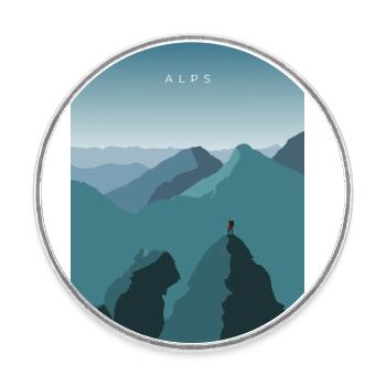 Alps - Reise Design Berge Alpen - Runder Kühlschrankmagnet - Weiß - Vorne