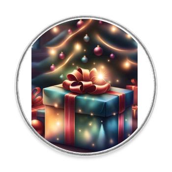 Festive gift box under a Christmas tree - Round  fridge magnet - white - Front