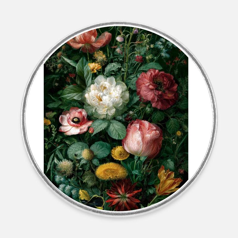 Wildflowers 0001 - Round  fridge magnet - white