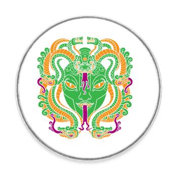 Medusa Gesicht Schlangenfrau - Runder Kühlschrankmagnet - Weiß - Vorne