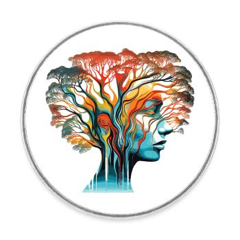 Illusion d’optique Head-Tree - Magnet rond - blanc - Devant