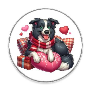 Border Collie Love - Round  fridge magnet - white - Front