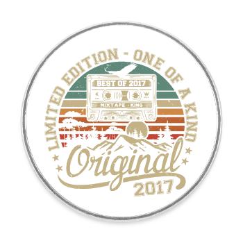 Millésime 2017 Cadeau Anniversaire 2017 Rétro 2017 - Magnet rond - blanc - Devant