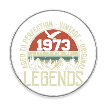 Anniversaire 1973 Vintage 1973 Rétro - Né en 1973 - Magnet rond - blanc - Devant