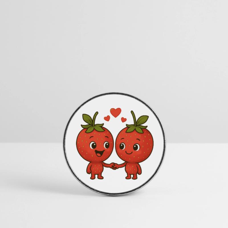Fraises avec cœurs Magnet rond