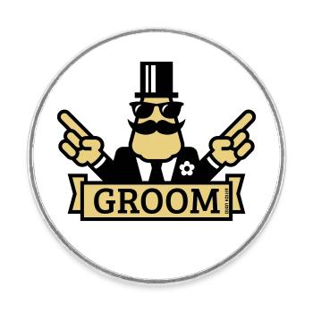 Pointing Groom (Stag Night / Bachelor Party / 2C) - Round  fridge magnet - white - Front