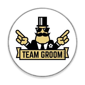 Team Groom (Pointing Stag Night Bachelor Party 2C) - Round  fridge magnet - white - Front