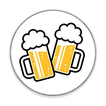 2 Maßkrüge Stoßen An, Prosit! (Bier Maßkrug / 2C) - Runder Kühlschrankmagnet - Weiß - Vorne