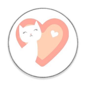 Cute cat kitten in heart motif - Round  fridge magnet - white - Front