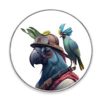 Parrot Head Gift - Round  fridge magnet - white - Front