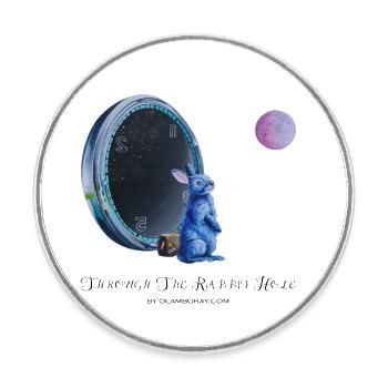 À Travers le Terrier - Voyage Surréaliste - Magnet rond - blanc - Devant