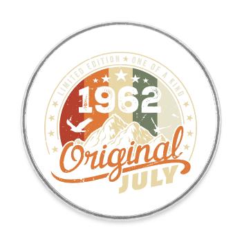 1962 Juillet 1962 Chemise Anniversaire 1962 Cadeau - Magnet rond - blanc - Devant