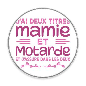 Two Granny and Biker Titles | Grandma | Motorcycle - Round  fridge magnet - white - Front