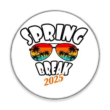Spring Break 2025 Retro Sonnenuntergang & Strand - Runder Kühlschrankmagnet - Weiß - Vorne