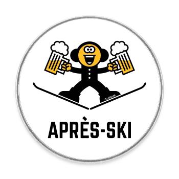 Après-Ski (Beer / Caricature / 3C) - Round  fridge magnet - white - Front