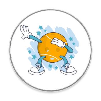 Dabbing Pickleball - Runder Kühlschrankmagnet - Weiß - Vorne