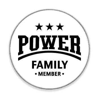 Power Family Member (Familie / Mitglied / Black) - Runder Kühlschrankmagnet - Weiß - Vorne
