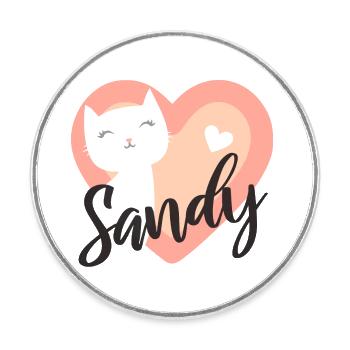 Sandy Surname First Name Kitten - Round  fridge magnet - white - Front