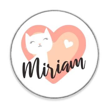 Miriam Surname First Name Kitten - Round  fridge magnet - white - Front