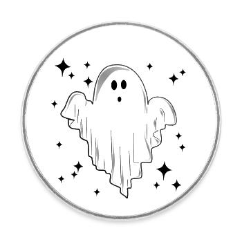 Doux ! Halloween effrayant - Magnet rond - blanc - Devant