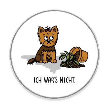Dog Yorkshire Terrier – It wasn't me! - Round  fridge magnet - white - Front