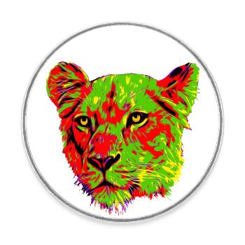 Lionne - Magnet rond - blanc - Devant